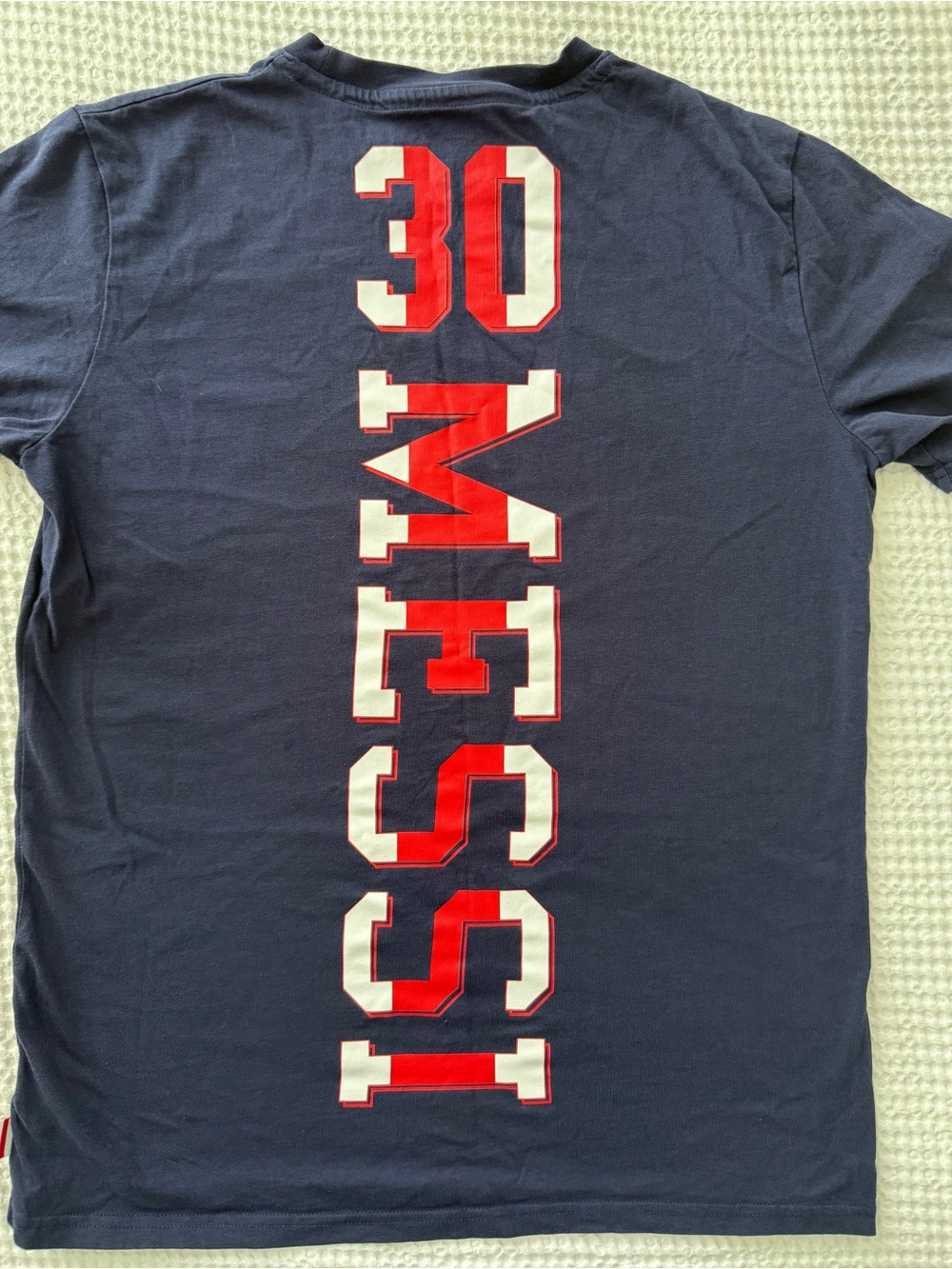 MESSI Navy Blue Graphic Tee with Vertical Red & White 'MESSI 30' Print